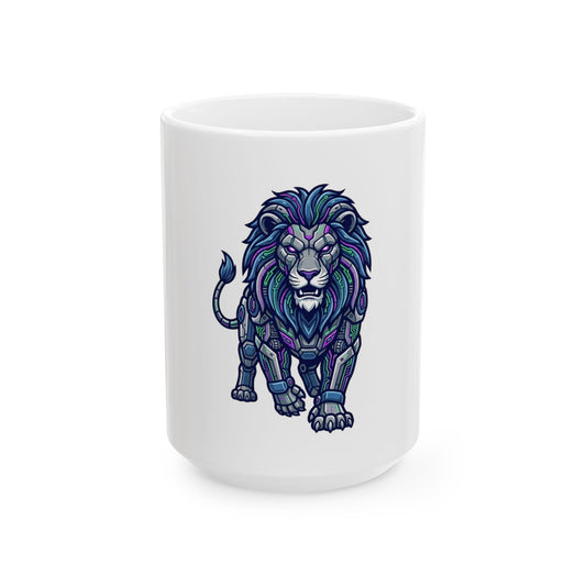 "Cyber Lion" White Ceramic Mug