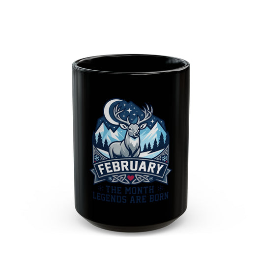 "February Legend" Black Ceramic Mug