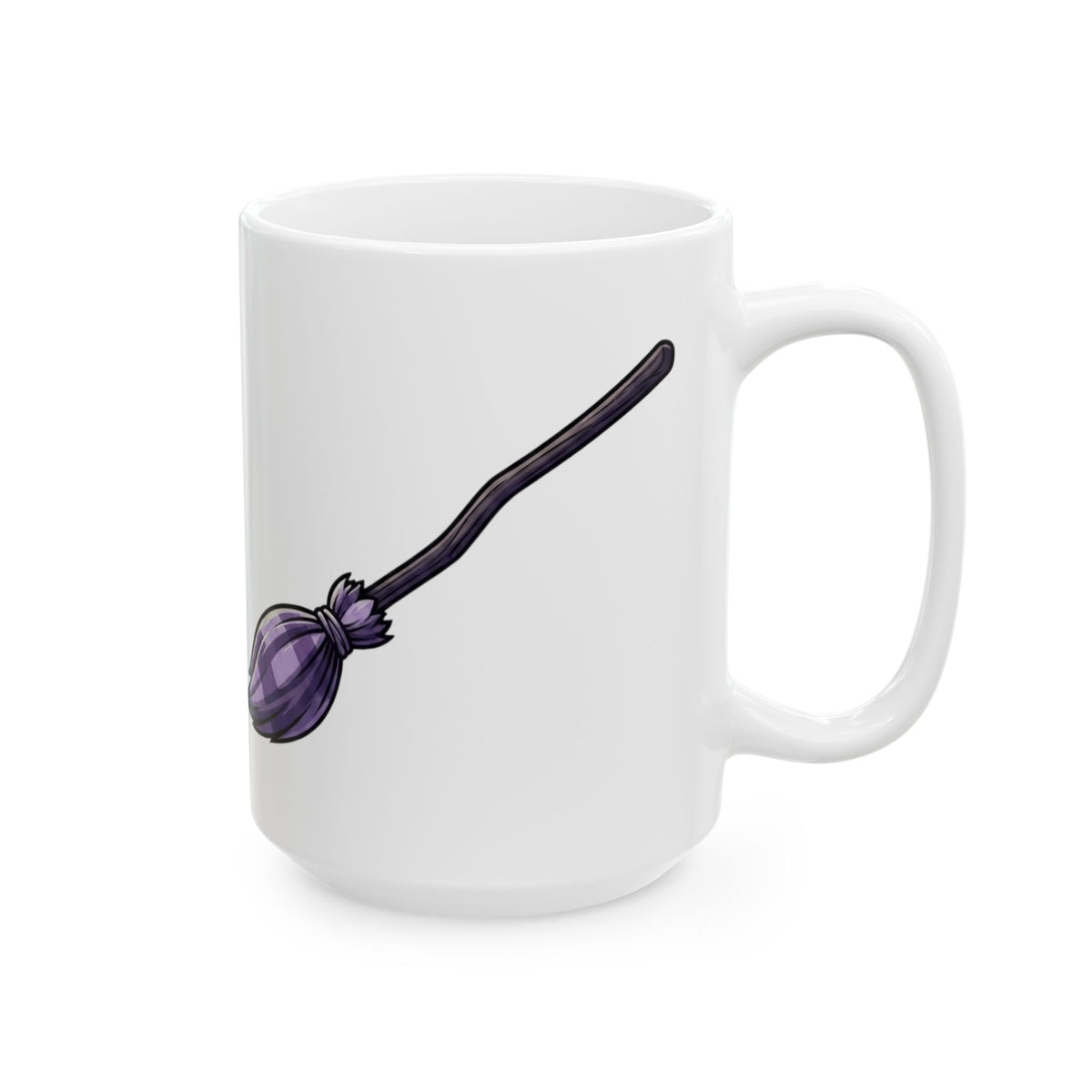"Wanna See My Broomstick" White Ceramic Mug — Graphic