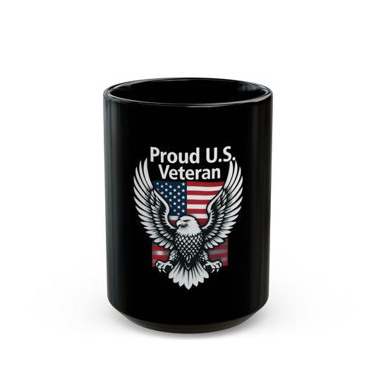"Proud Veteran" Black Ceramic Mug