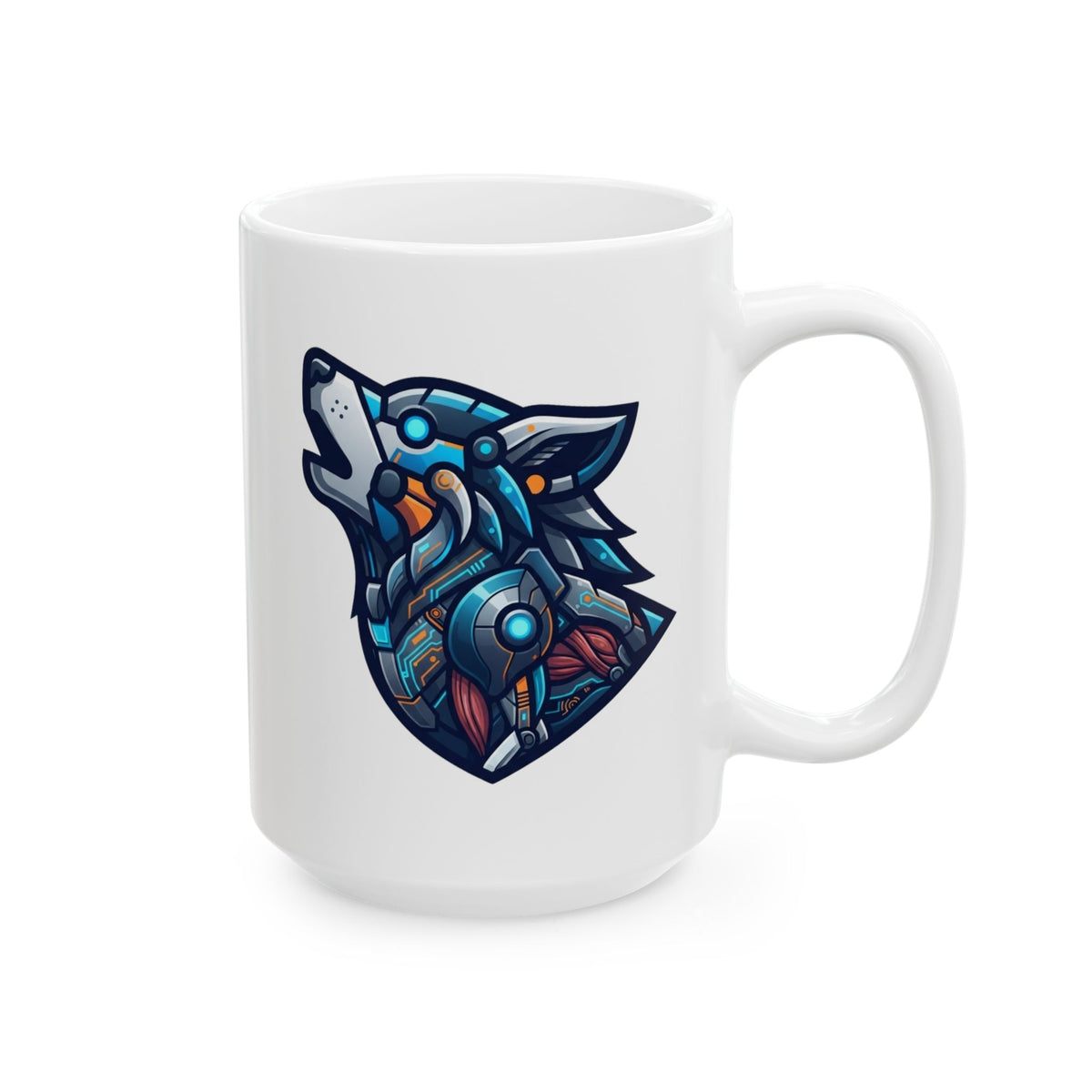 "Cyber Wolf" White Ceramic Mug — Graphic