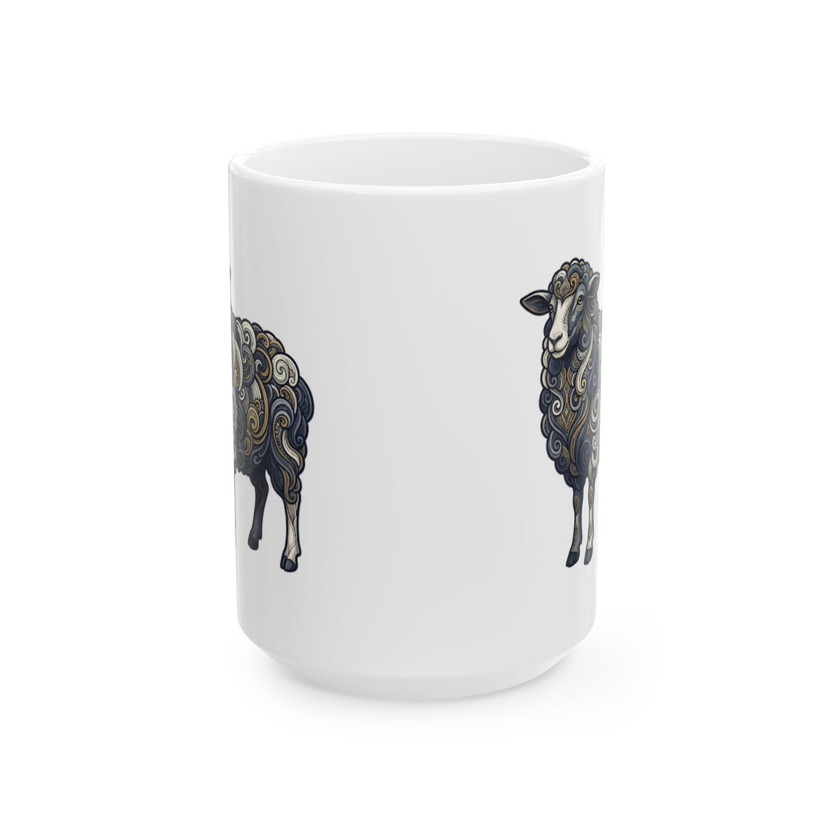 "Barnyard Sheep" White Ceramic Mug