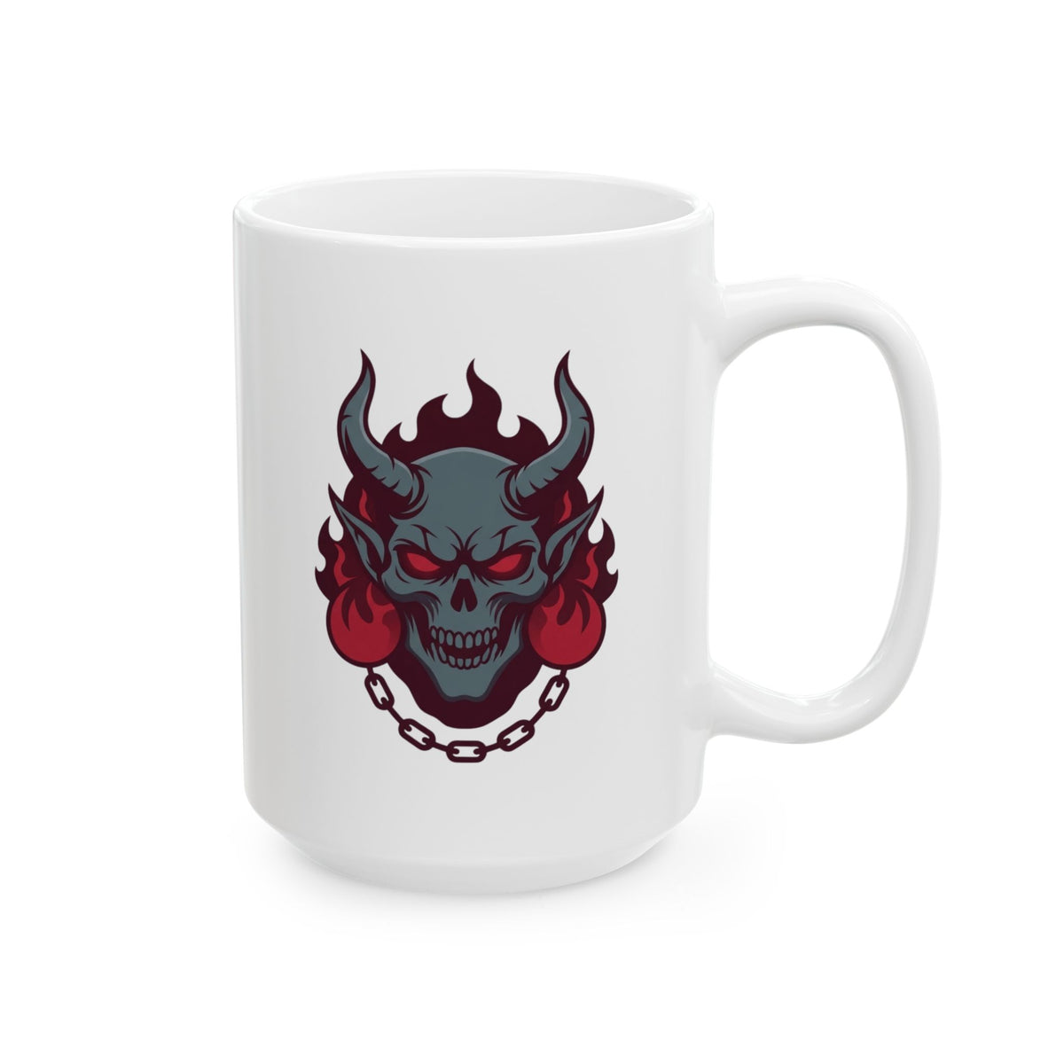 "Damned" White Ceramic Mug — Graphic