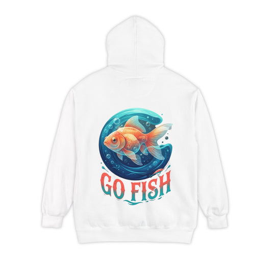 Color: White | Go Fish Garment-Dyed Hoodie