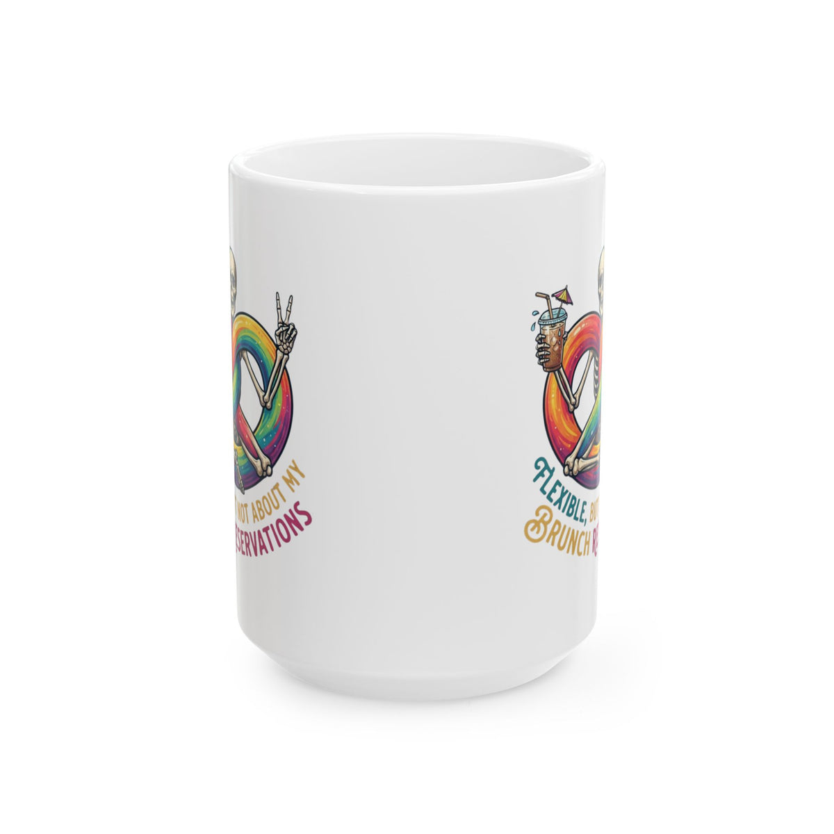 "Flexible But Not About Brunch" White Ceramic Mug