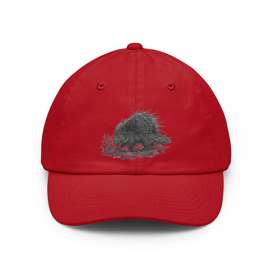 Color: Red | Pencil Sketch Art Porcupine Dad Hat