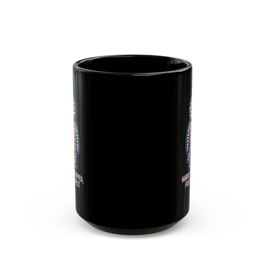 "Hardly Wrapped, Fully Erect" Black Ceramic Mug