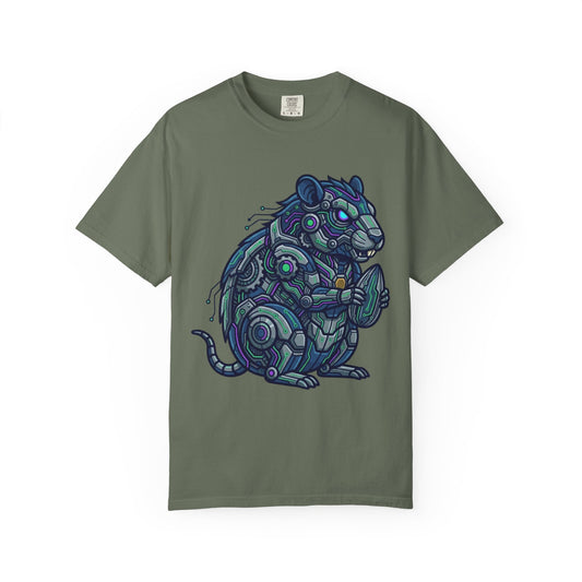Color: Moss | Cyber Hamster Unisex Garment-Dyed Tee