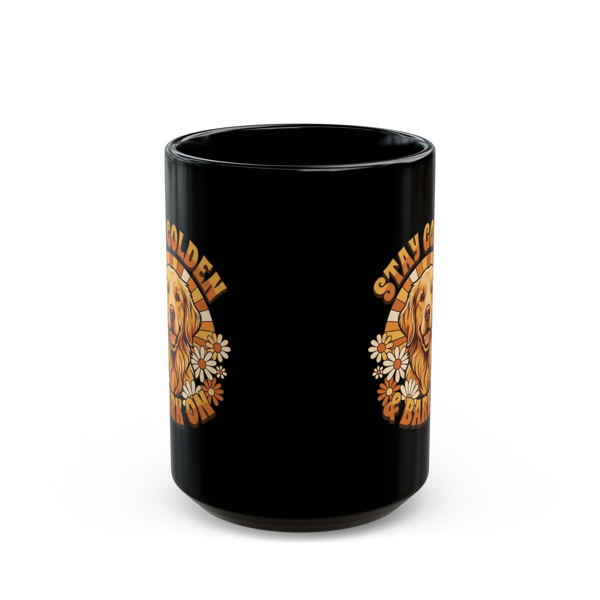 "Stay Golden & Bark On" Black Ceramic Mug