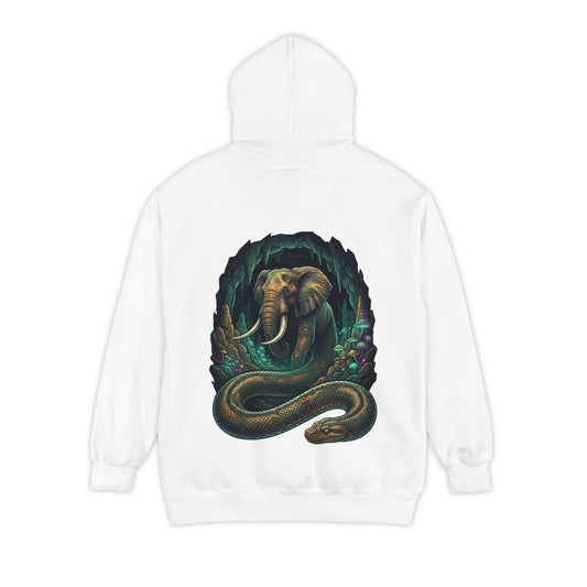 Color: White | Grootslang (South African Mythology) Garment-Dyed Hoodie