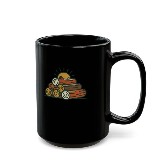 "Morning Wood Appreciation Society" Black Ceramic Mug — Graphic