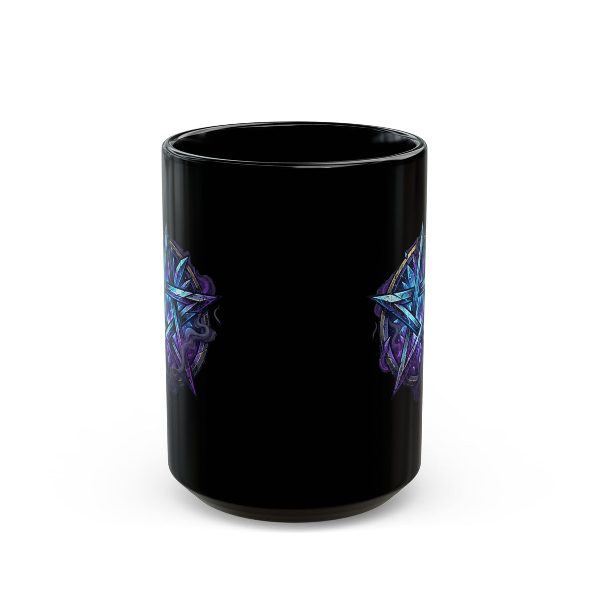 "Cosmic Spectrum Pentacle" Black Ceramic Mug — Graphic