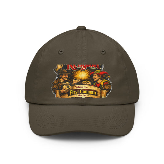 Color: Olive | First Conman, First Fool | Dad Hat — AttitudeShirts