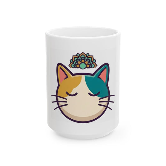 "Cat CALM" White Ceramic Mug — Graphic