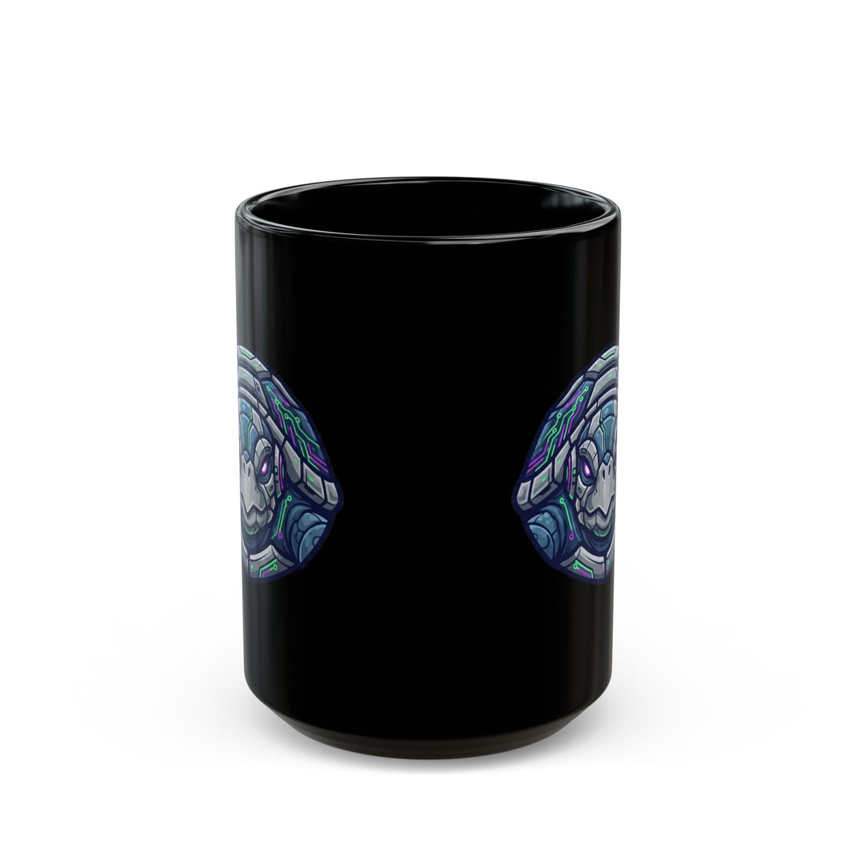 "Cyber Turtle" Black Ceramic Mug — Graphic