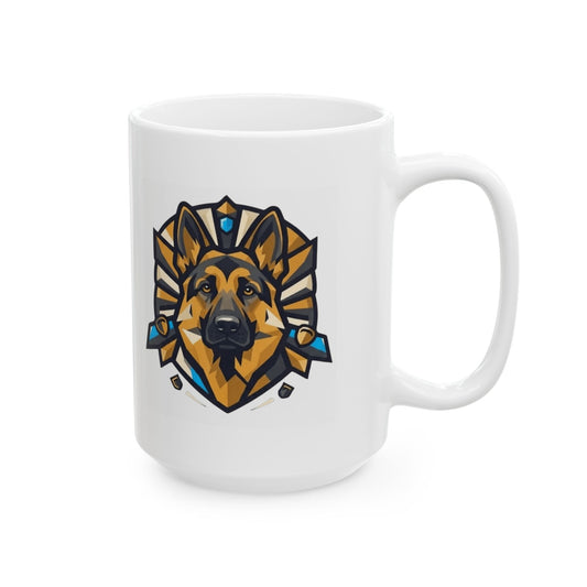 "German Shepherd Guardian Loyal Brave" White Ceramic Mug — Graphic