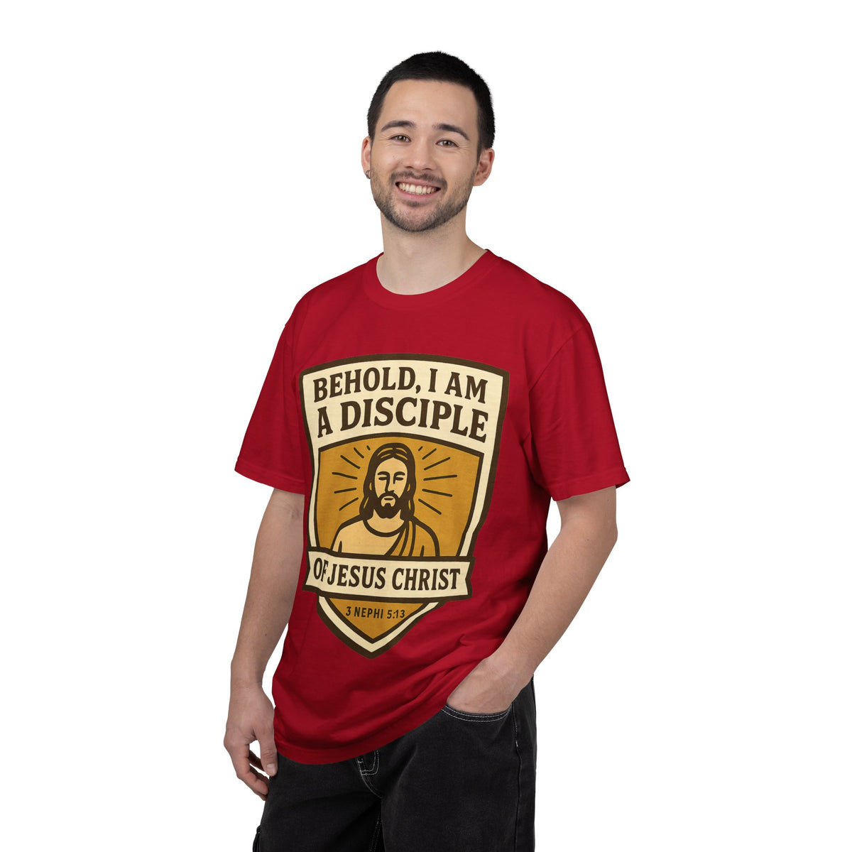 Color: Red | Behold, I am a Disciple of Jesus Christ Unisex Garment-Dyed T-shirt
