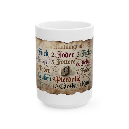 "Multilingual" White Ceramic Mug