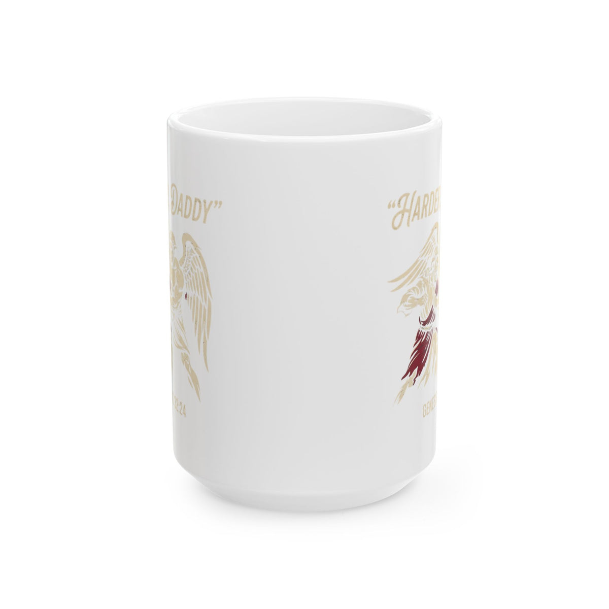 "Good Book Series Man vs Angel" White Ceramic Mug — Graphic