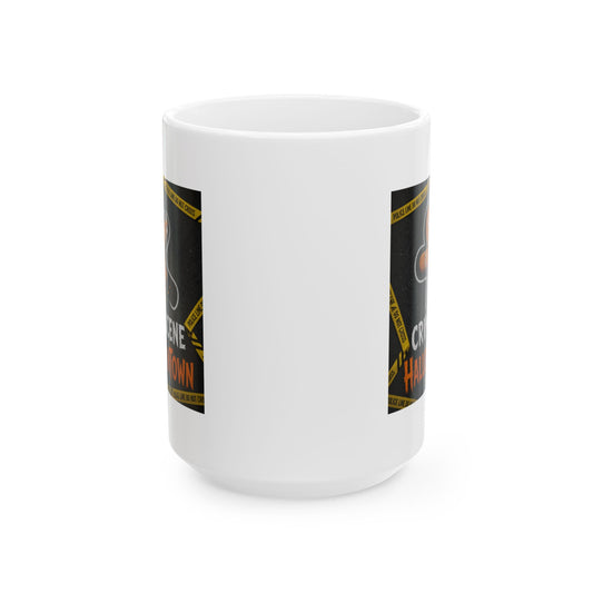 "Crime Scene in Halloweentown" White Ceramic Mug