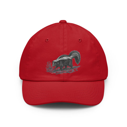 Color: Red | Pencil Sketch Art Skunk Dad Hat