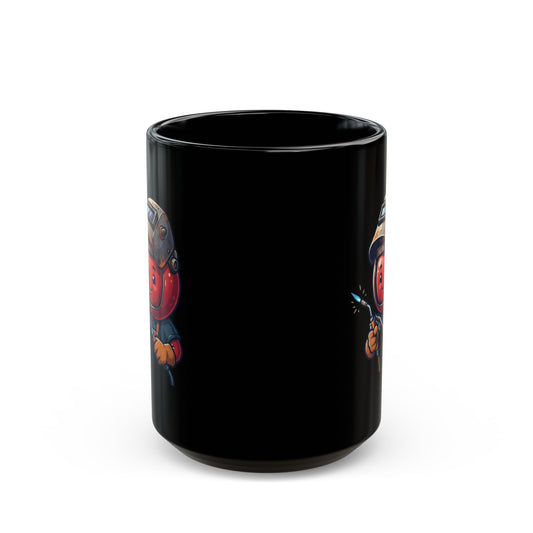 "Professional Cherry Popper" Black Ceramic Mug — Graphic