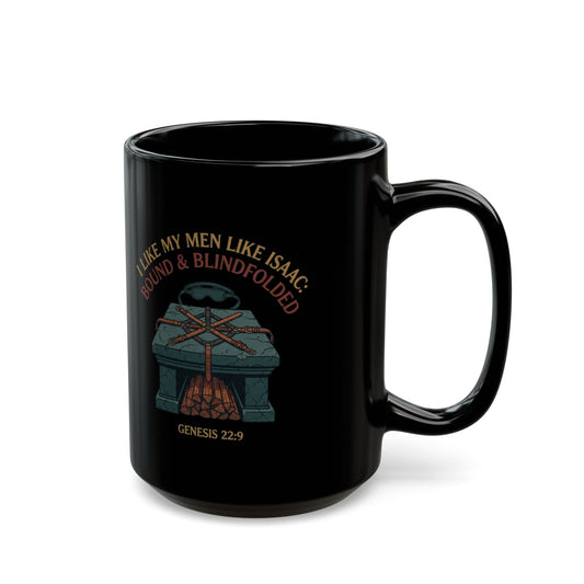 "Good Book Series Bound & Blindfolded" Black Ceramic Mug