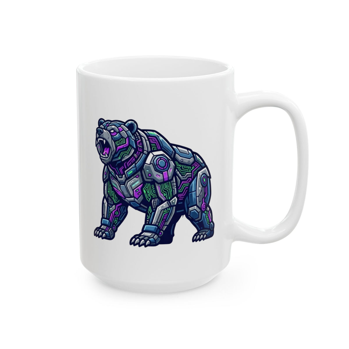 "Cyber Bear" White Ceramic Mug