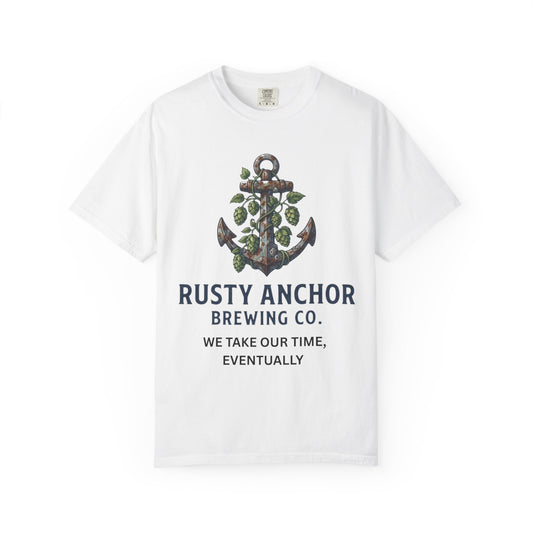 Color: White | Rusty Anchor Brewing Unisex Garment-Dyed Tee