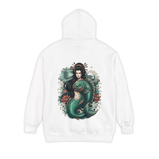 Color: White | Ningyo (Japanese Folklore) Garment-Dyed Hoodie