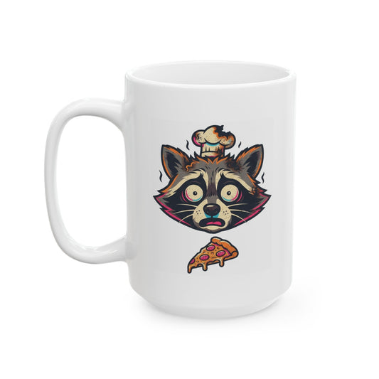 "Frozen Pizza in a Hot Oven" White Ceramic Mug — Graphic