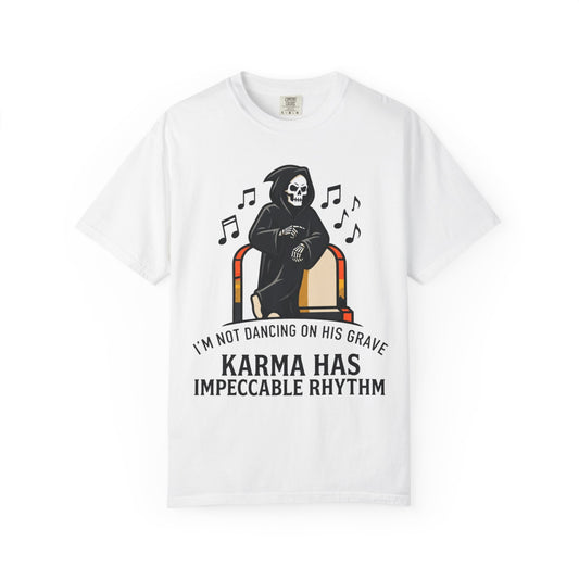Color: White | Dancing On Grave Unisex Garment-Dyed Tee