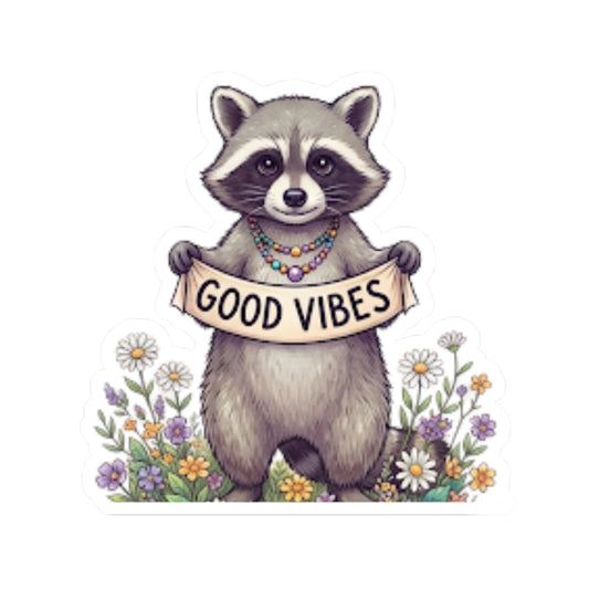 "Hippy Raccoon" Sticker — Main