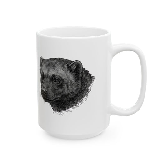 "Pencil Sketch Art Wolverine" White Ceramic Mug — Graphic