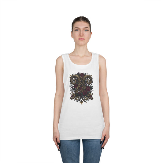 Color: White | Floral Monogram Aries Tank Top