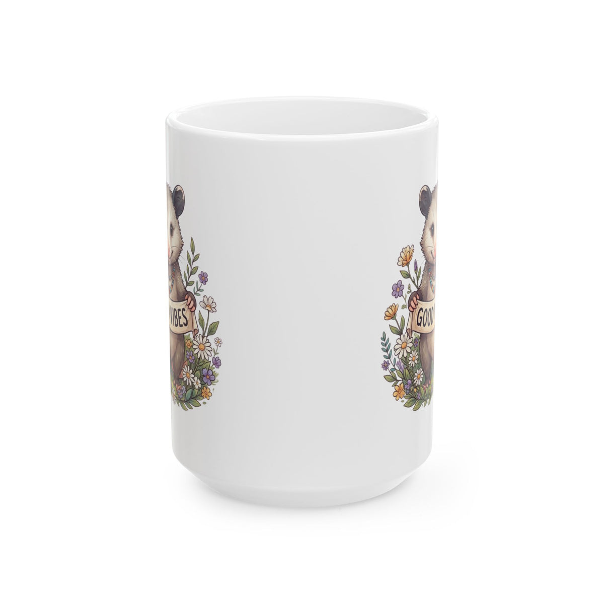 "Hippy Opossum" White Ceramic Mug