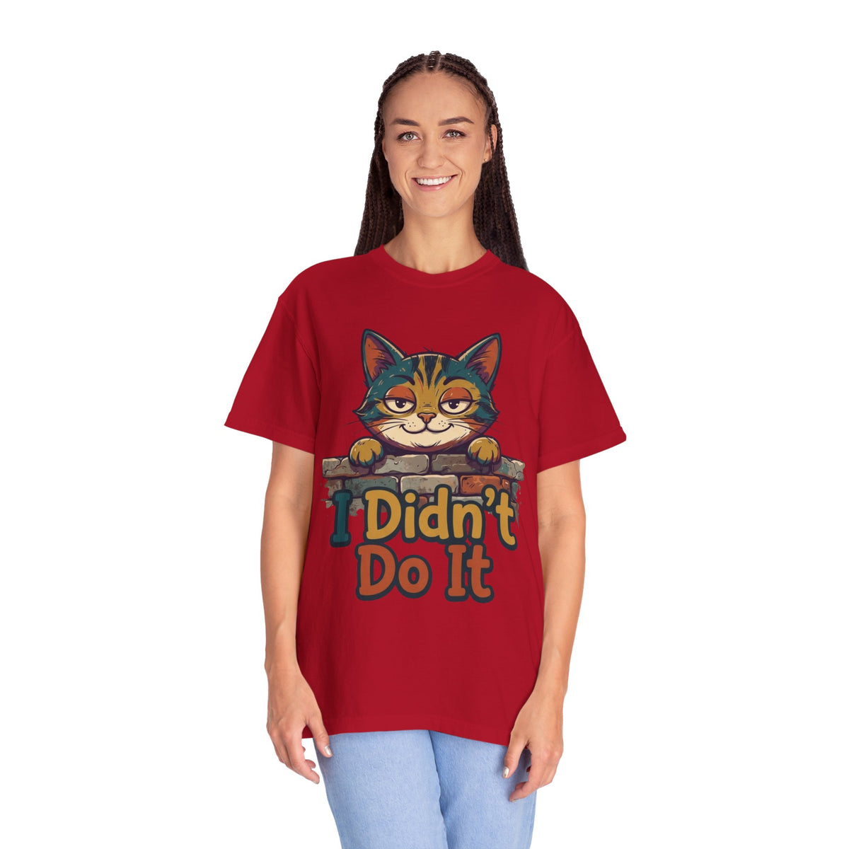 Color: Red | I Didn't Do It Unisex Garment-Dyed Tee