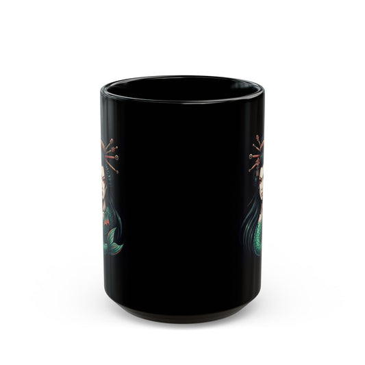 "Ningyo (Japanese Folklore)" Black Ceramic Mug — Graphic