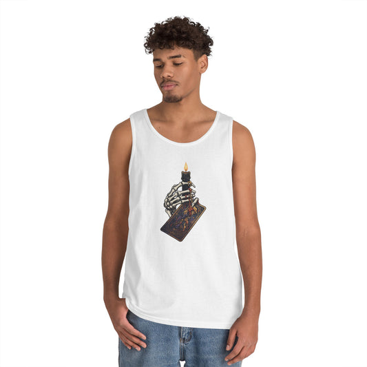 Color: White | Skeletal Hand And Tarot Card Tank Top