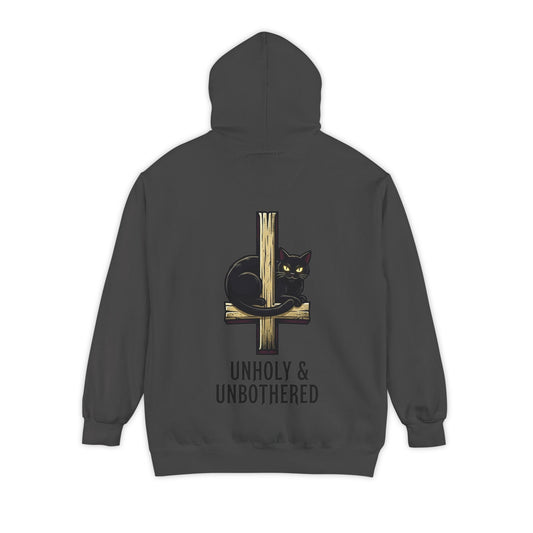 Color: Pepper | Unholy and Unbothered Garment-Dyed Hoodie