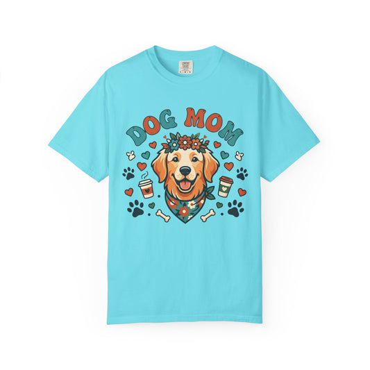 Color: Lagoon Blue | Dog Mom Unisex Garment-Dyed Tee