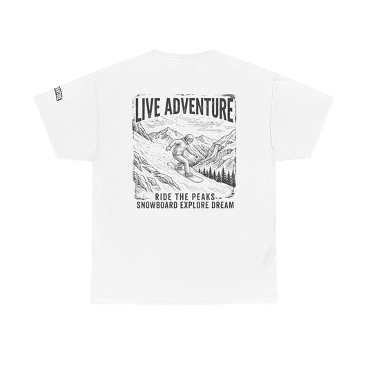 Color: White | Live Adventure - Snowboard Premium Graphic Tee