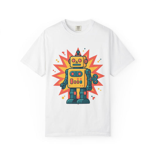 Color: White | Toy Robot Unisex Garment-Dyed Tee