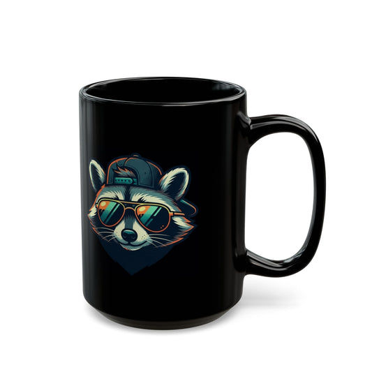 "Raccoon Energy" Black Ceramic Mug — Graphic