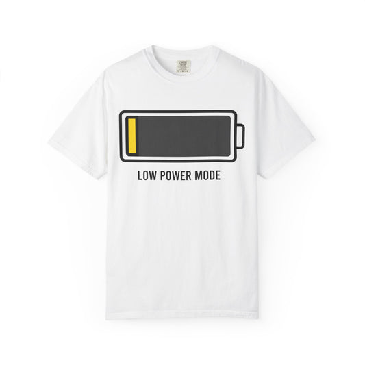 Color: White | Low Power Mode Unisex Garment-Dyed Tee