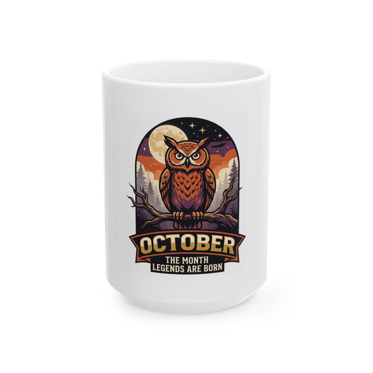 "October Legend" White Ceramic Mug