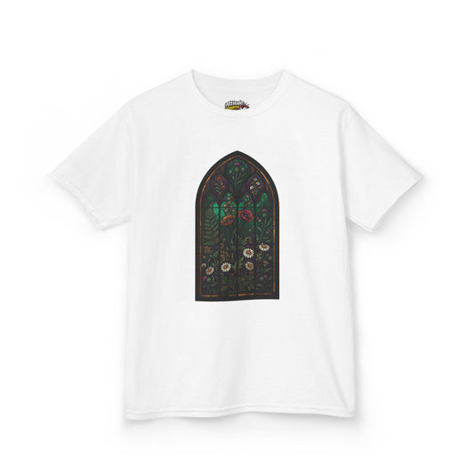 Color: White | Stained Glass Floral Kids Tee