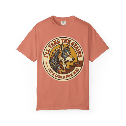 Color: Terracotta | Take the Stairs Unisex Garment-Dyed Tee