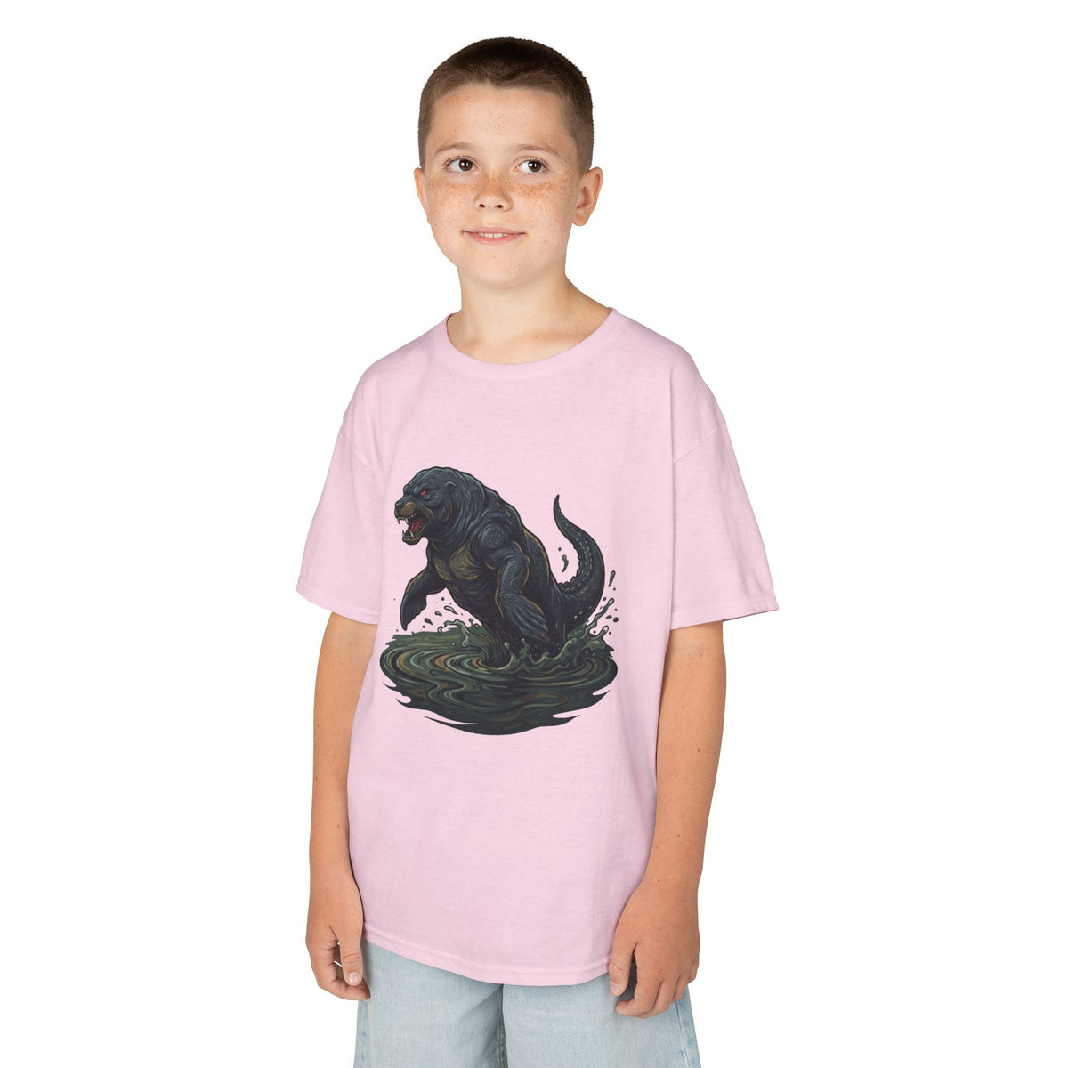 Color: Light Pink | Bunyip (Australian Aboriginal Mythology) Kids Tee