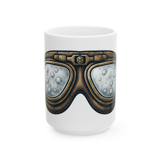"Foggy Goggle Brewing" White Ceramic Mug — Graphic